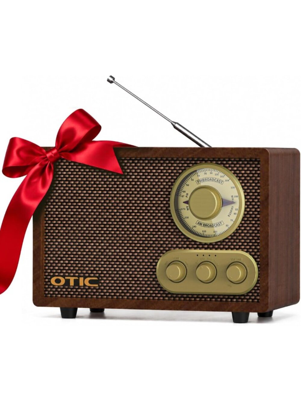 Vintage Wood AM/FM Bluetooth Radio | Retro Speakers for Home Decor, Unique Gift